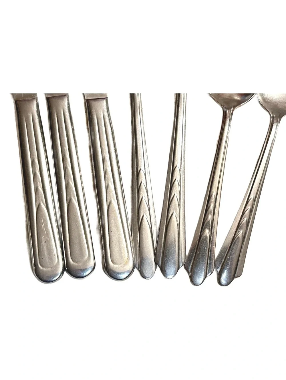 EKCO EKS7 Chevron Pattern Vintage Flatware,Mixed Lot of Seven Pieces